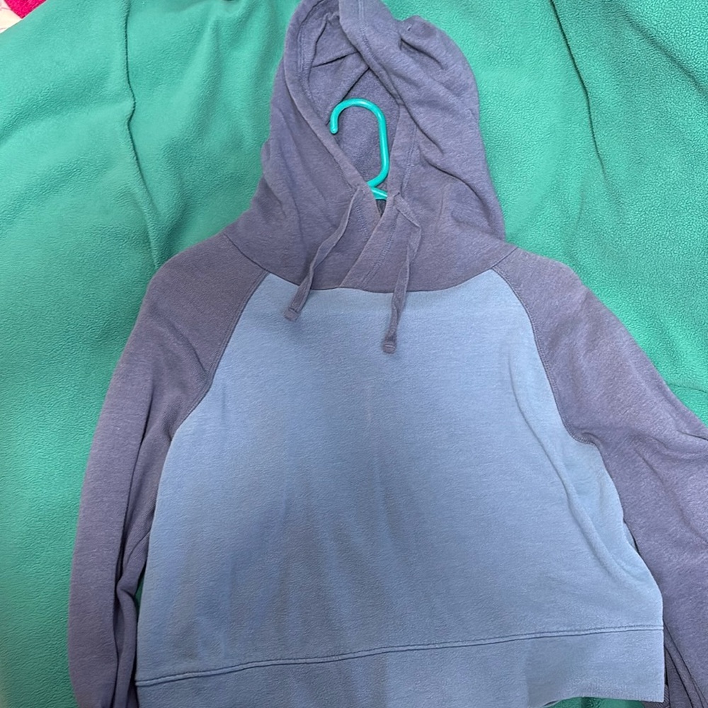 Long sleeve crop hoodie with slight stain on front